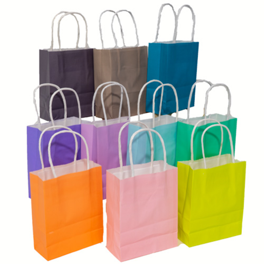 Geschenktaschen 10er Set 15x12x5.5cm farbig ass 110g/m2 Kraftpapier