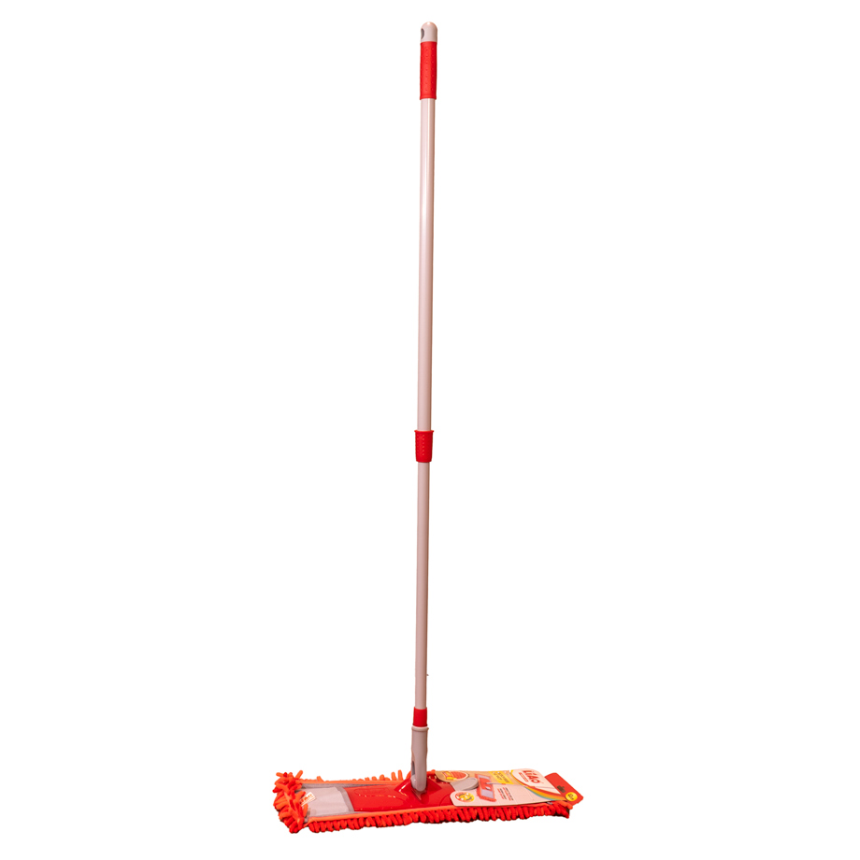 Bodenreinigung Mop mit Teleskopstiel Metall 75-130cm Microfiber 40x12cm rot