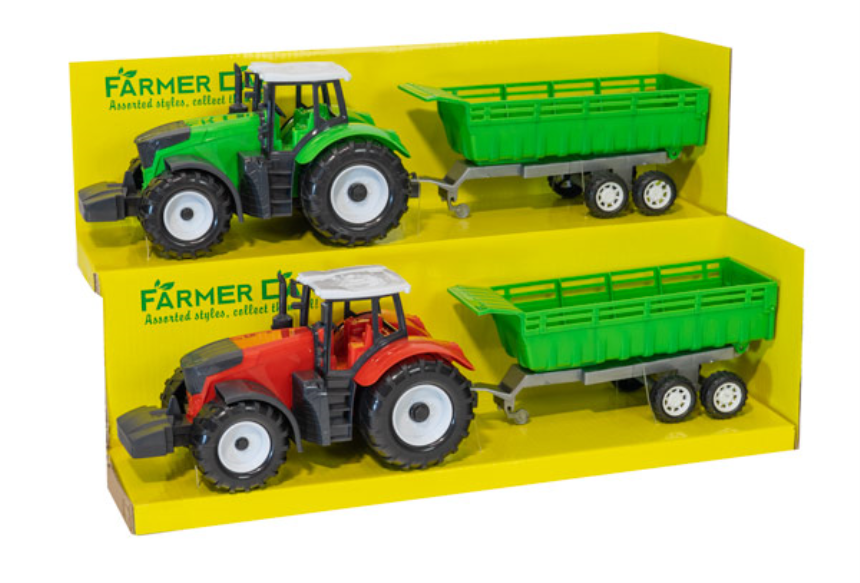 Traktor mit Anh&amp;#228;nger 2 Farben ass 43x13.5x11cm