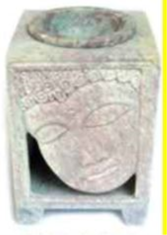 Duftlampe Speckstein 8.75cm Buddhagesicht geschnitzt INDIEN