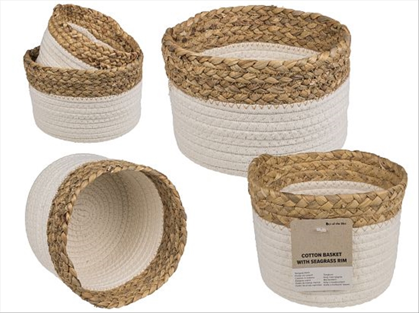 Korb 2er Set Baumwolle mit Seegras