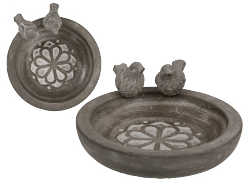 Vogeltr&amp;#228;nke mit V&amp;#246;geln 20.5x4cm Zement