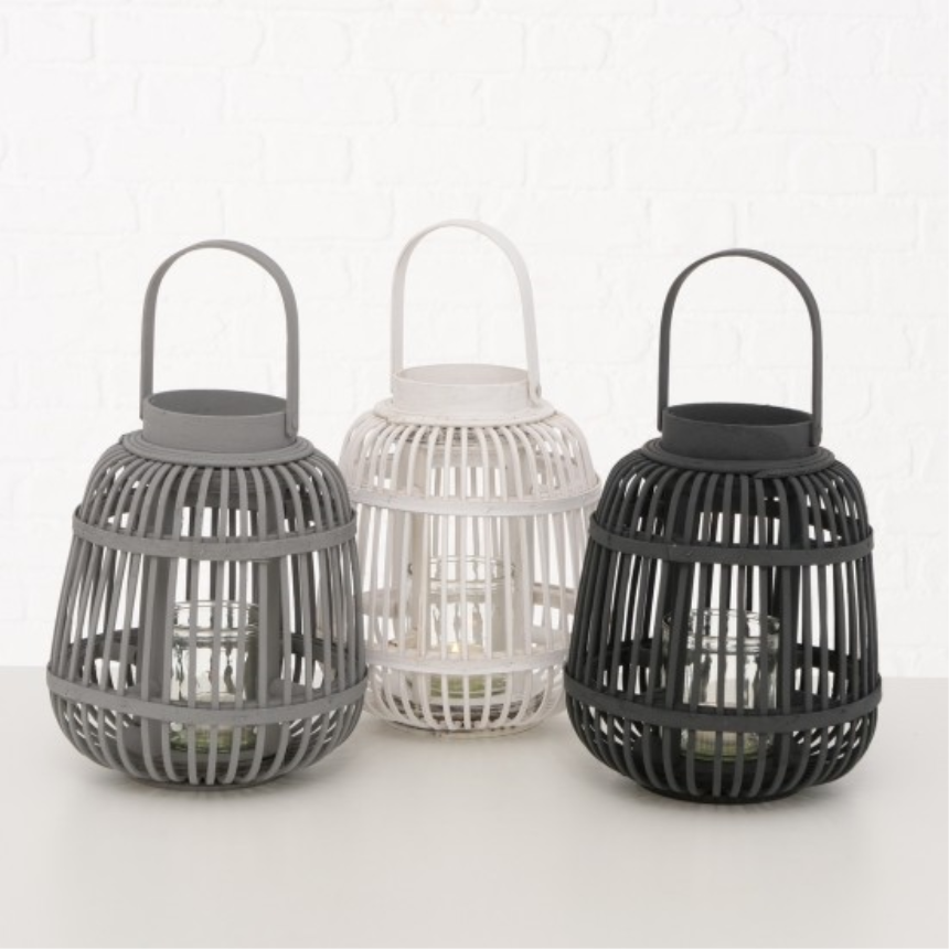 Windlicht 3ass 24cm Bambus