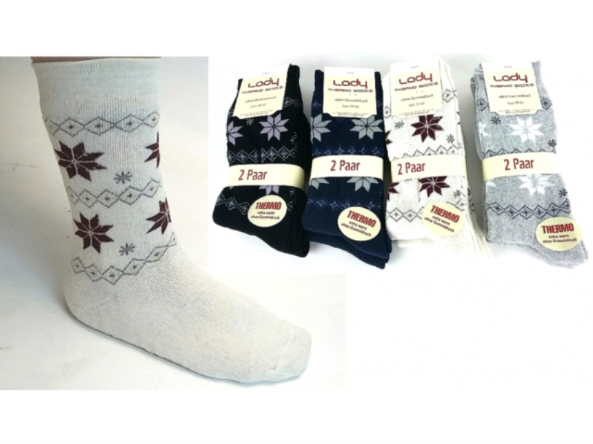 Socken Thermo Damen Kristall 4 Farben ass 2er Pack