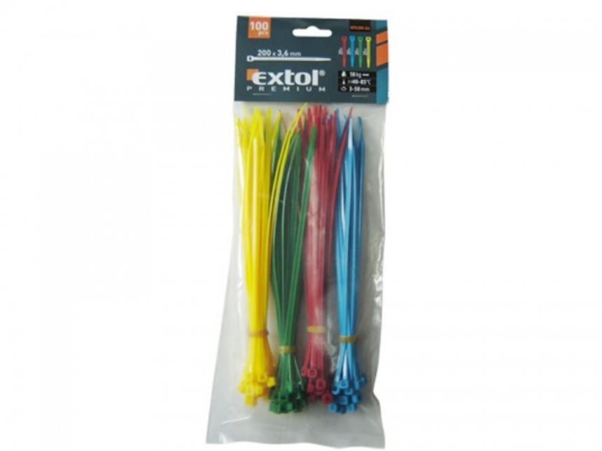 Kabelbinder 200x3.6mm 100Stck. farbig Extol Premium