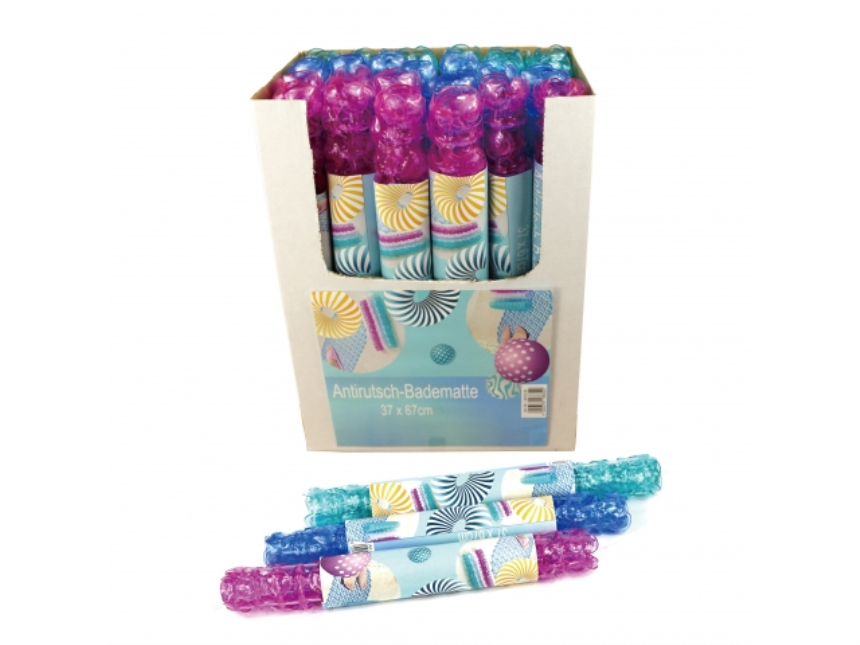 Badematte Antirutsch  37x67cm transparent im Display ass.