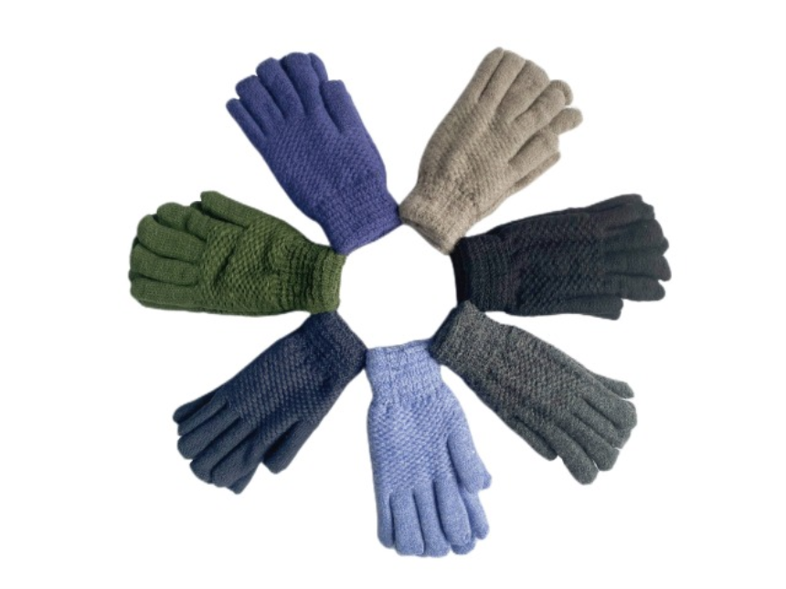 Damen Handschuhe warm gestrickt dunkel mit Fleece innen ass.