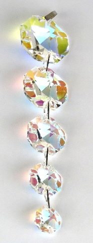 Kristallglas 5er Kette 14-30mm Kleeblattschliff farbig