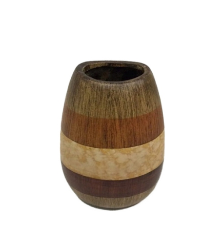 Vase Holzoptik gestreift in Erdt&amp;#246;nen klassisch Keramik 23x16x12cm