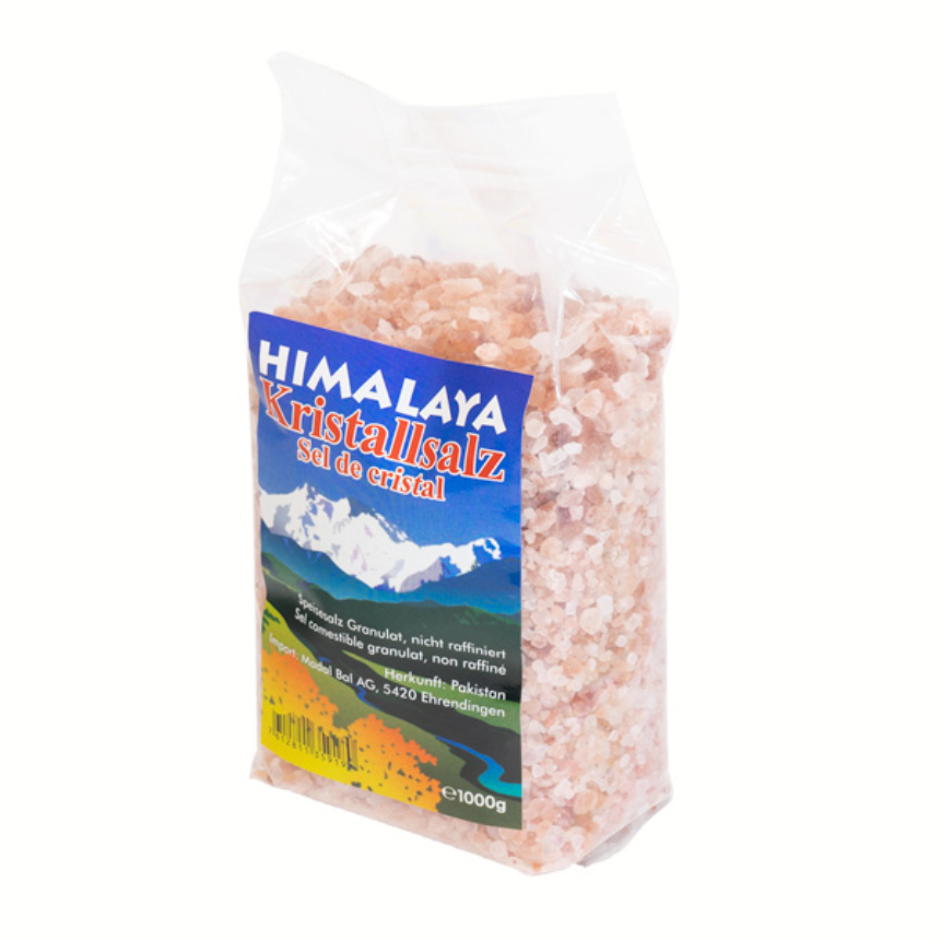 Himalaya-Speisesalz rosa Granulat 1kg im PE-Beutel Madal Bal Eti.