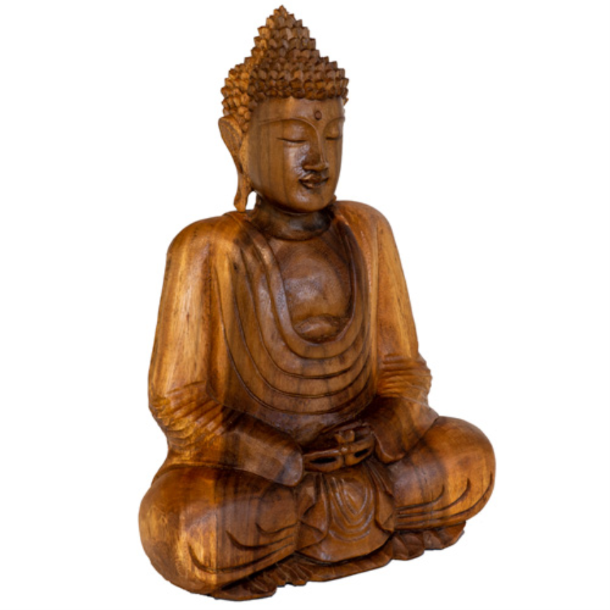 Buddha sitzend dunkel 34x20x40cm Holz Regenbaum (Samanea Saman) BALI