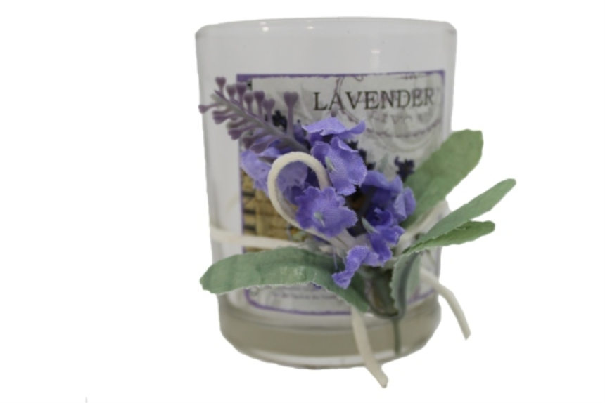 Windlicht mit Lavendel 8x7cm Glas