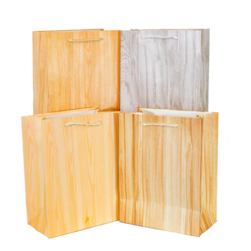 Geschenktasche 23x18cm Holz Design 4ass