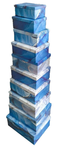 Geschenkboxen Blau 10er Set 19x13x7.5cm bis 37.5x29x16cm