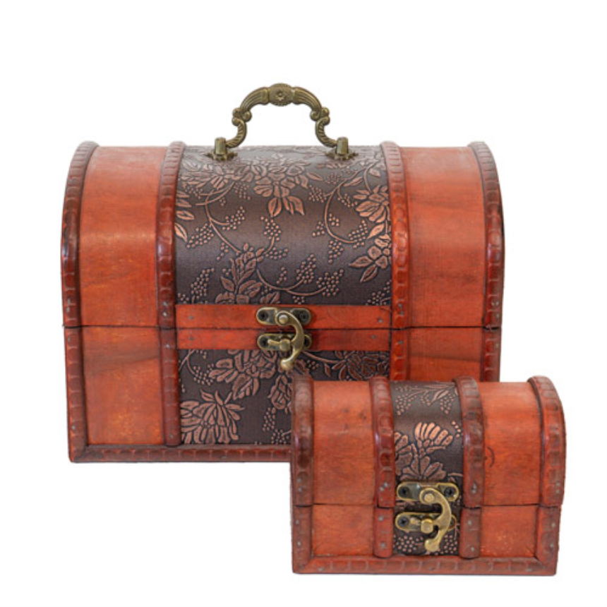 Truhen 2er Set 22x15x14.5cm + 12x6.5x8cm Holz