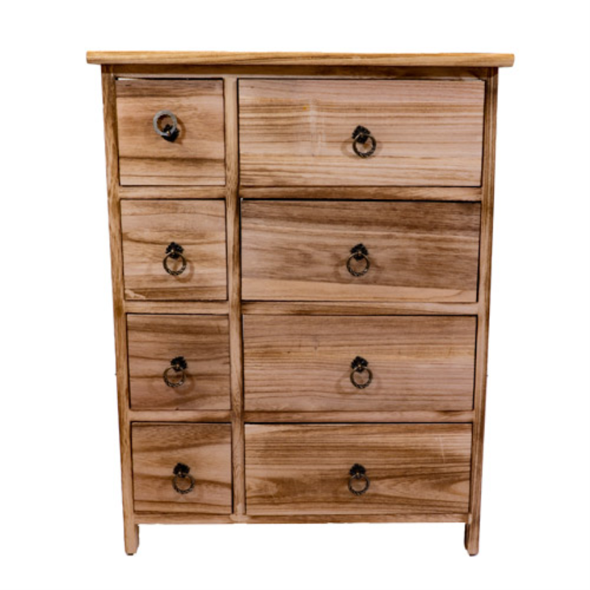 M&amp;#246;bel Sperrholz mit 8 Schubladen und Glasplatte oben 50x32x65cm