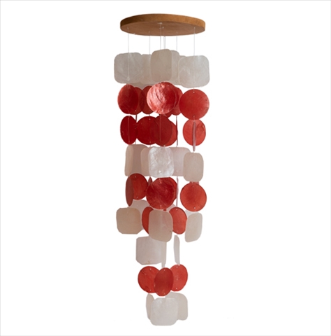 Windspiel mit Capizmuschel rot weiss 65cm