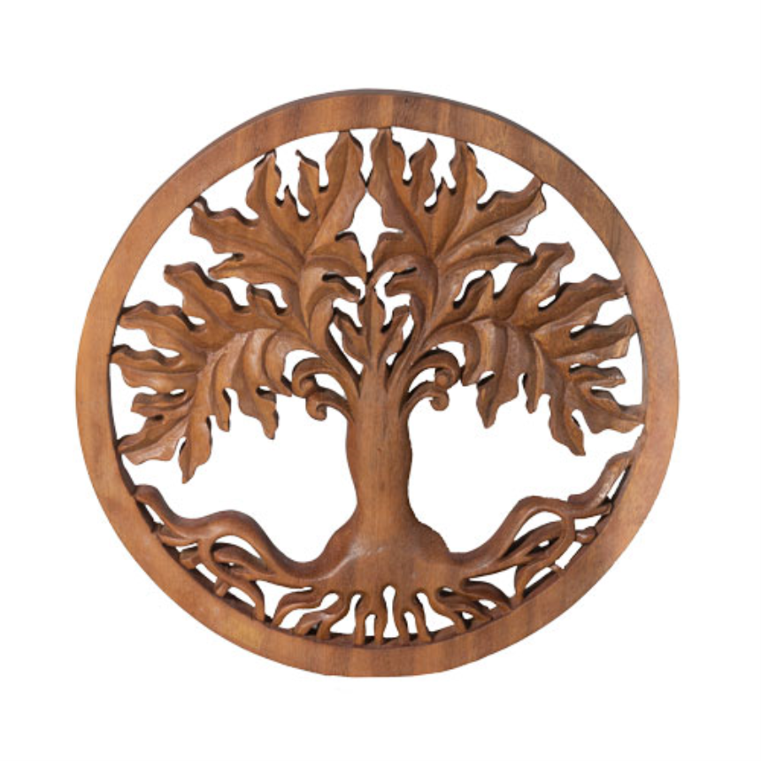 Wand Relief Baum des Lebens 30cm Suarholz dunkel