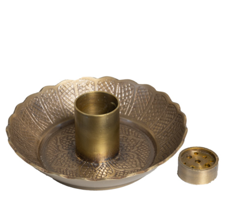 R R&amp;#228;uchergef&amp;#228;ss f&amp;#252;r Palo Santo Holz/R&amp;#228;ucherst&amp;#228;bchen Messing Diameter 10cm INDIEN