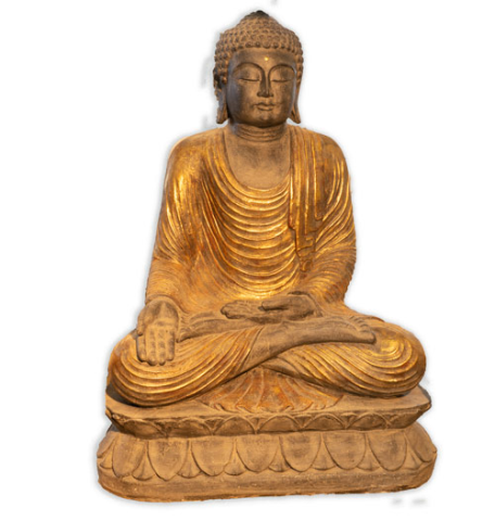 Buddha 90cm Stein Schwarz-Gold, BALI 70kg