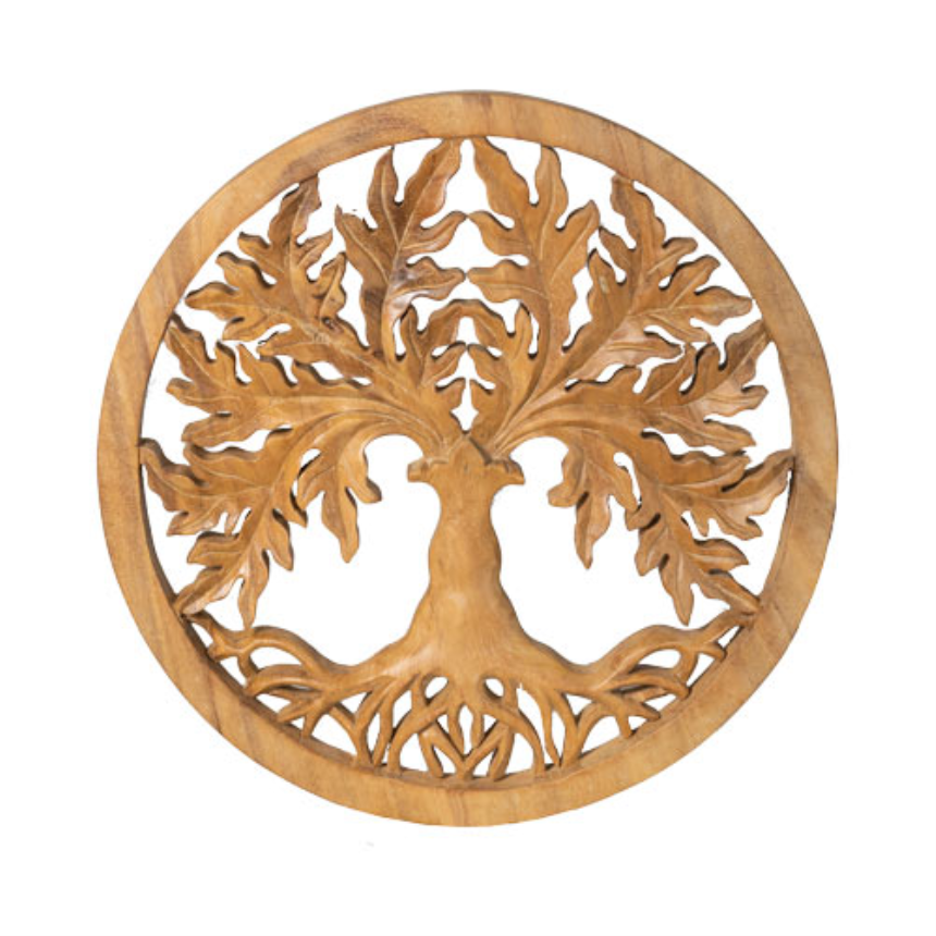 Wand Relief Baum des Lebens 30cm Suarholz hell