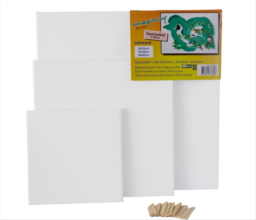Leinwand auf Keilrahmen 16mm 3erSet 20x20cm 30x30cm 40x40cm