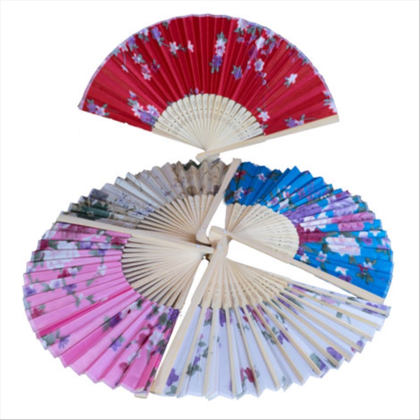 F&amp;#228;cher aus Bambus und Stoff 21cm zuf&amp;#228;llig gemischt ass