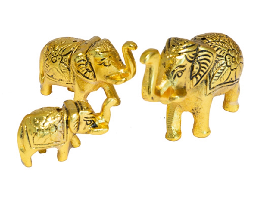 Elefanten 3erSet R&amp;#228;ucherst&amp;#228;bchenhalter 8x6x3.5cm 6.5x4x3cm 5x3.2x2cm Messing INDIEN