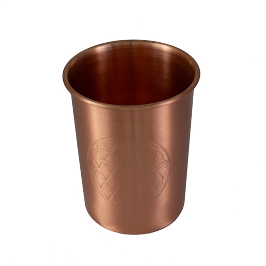 Becher Kupfer h9cm d7.2cm Blume des Lebensdekor INDIEN