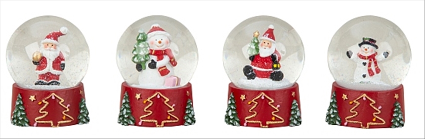 Schneekugel Weihnachten Nikolaus und Schneemann ass 8.5x6.5cm