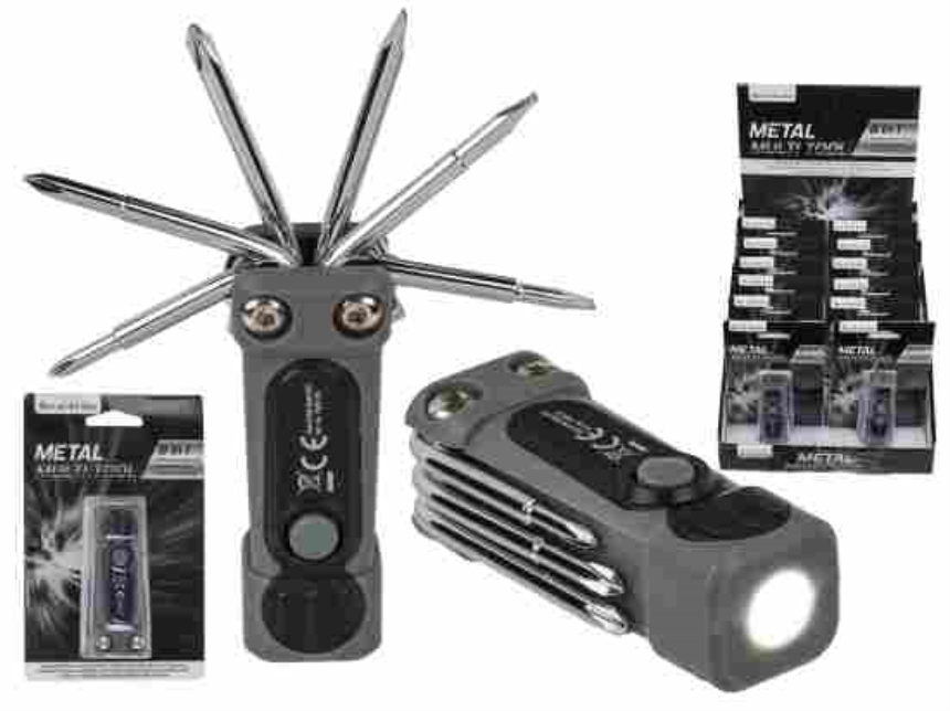 Werkzeug Multitool mit 8 Funktionen 3.5x8cm Edelstahl 16 Stck im Display