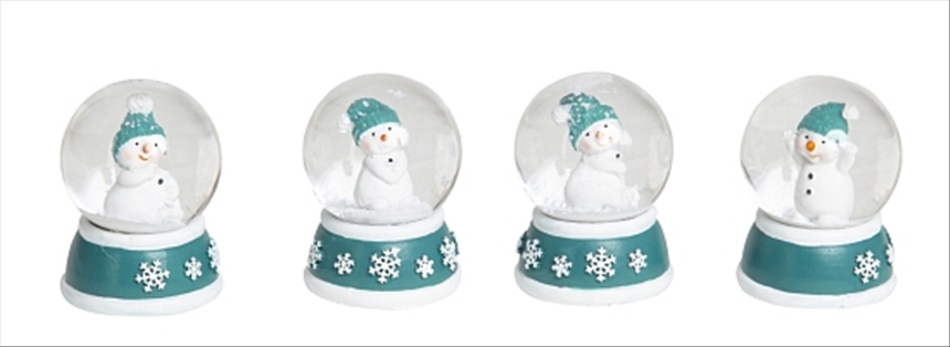 Schneekugel Weihnachten Schneemann weiss/t&amp;#252;rkis 6.2x4.5cm