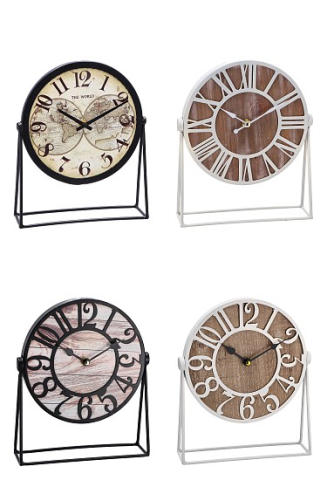 Uhr 4ass 21.5x6x26cm Metall/MDF