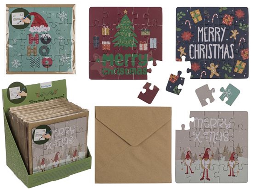 Grusskarte mit Briefumschlag X-Mas Puzzle 20tlg 4ass 24 Stck im Display