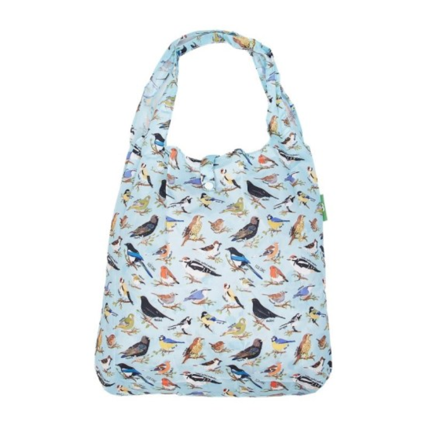 Einkaufstasche ECO CHIC faltbar V&amp;#246;gel Blau 56x38x10cm Kunststoff 100% recycelt