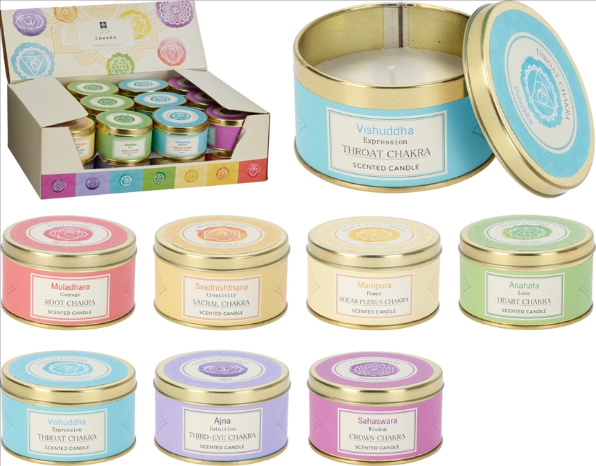 Duftkerze Chakra in Dose 7ass