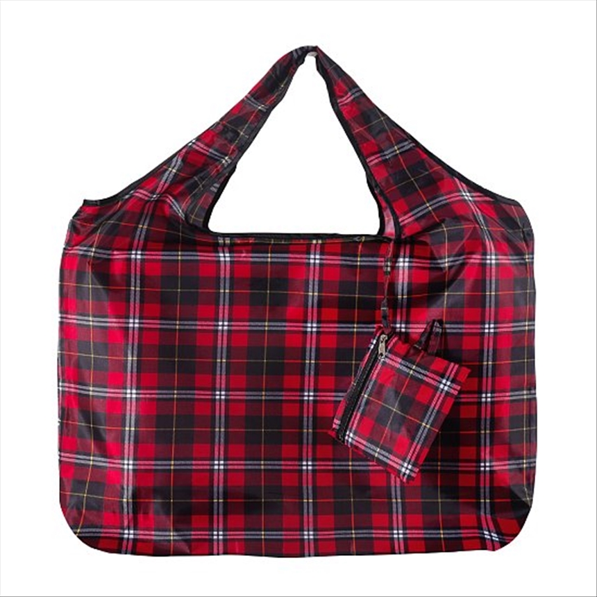 Einkaufstasche gross ECO CHIC faltbar Karomuster 60x42x14cm Kunststoff 100% recycelt
