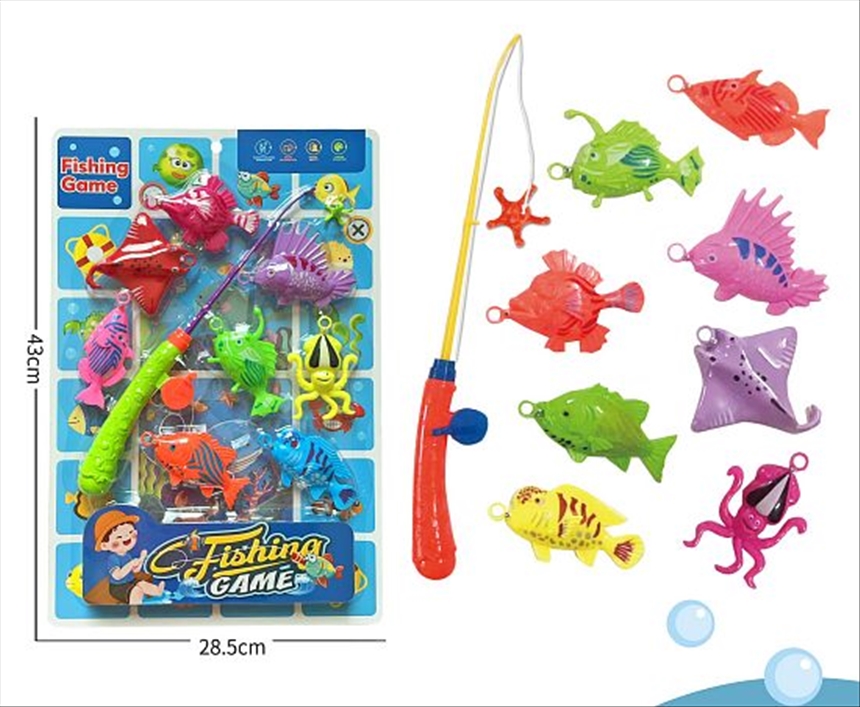 Fischlispiel Set 9tlg im Blister 28.5x43cm 3ass
