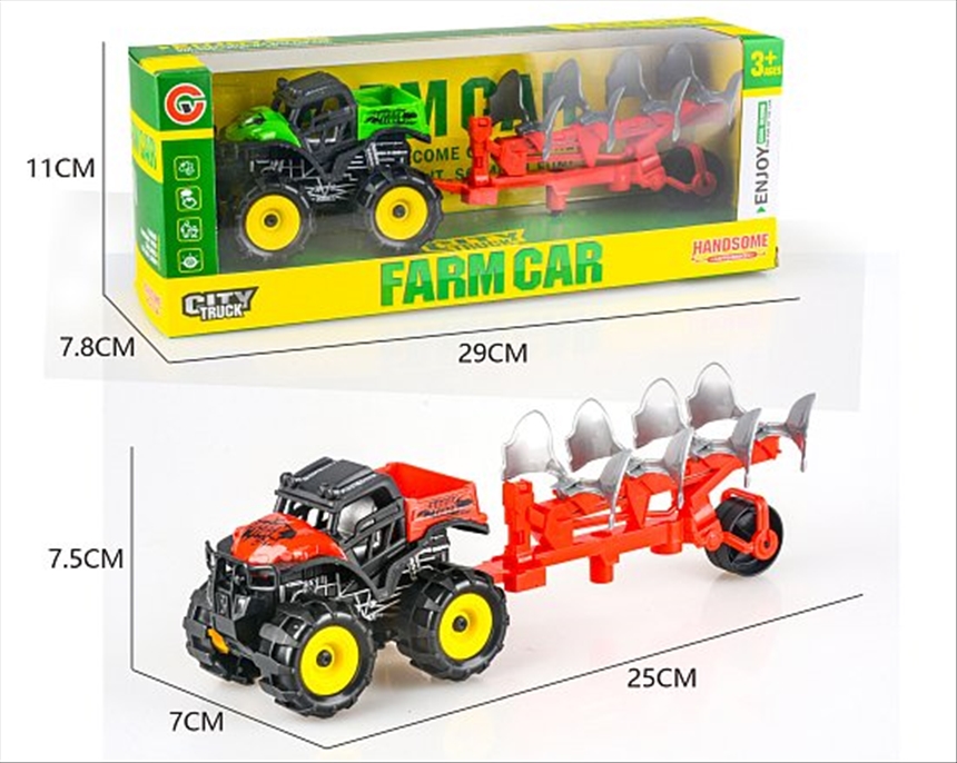 Auto Traktor mit Anh&amp;#228;nger 25x7x7.5cm 2ass