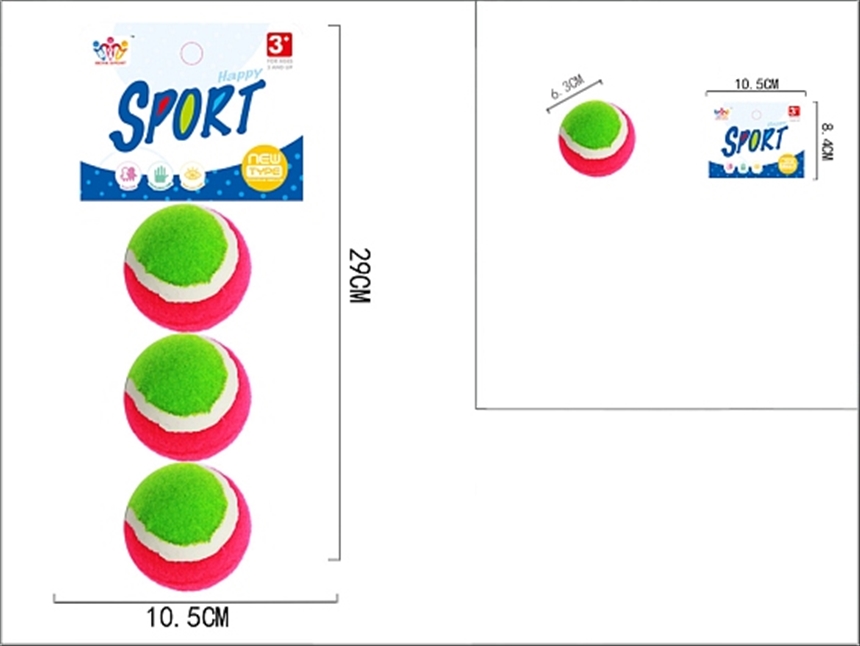 Ball 3er Set gr&amp;#252;n/pink 6.3cm