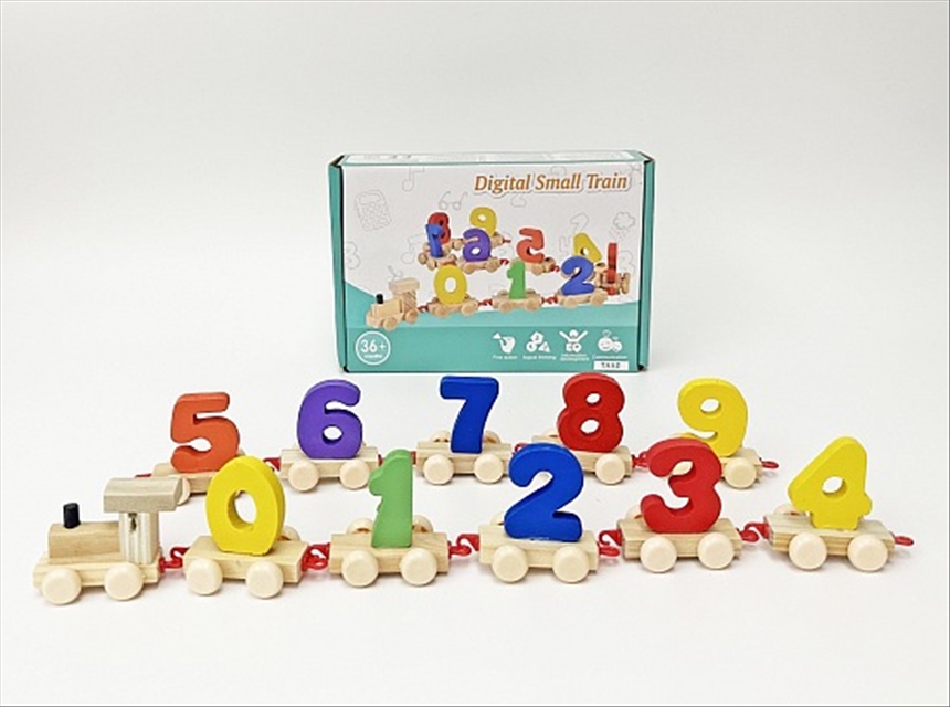 Zahlen auf Zug 11tlg Holz Verpackung 20.5x5.5x13.8cm