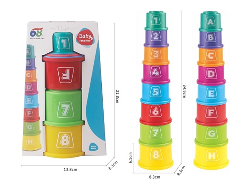 Bauturm Set mit Eimern nummeriert 8tlg Turmh&amp;#246;he 35cm