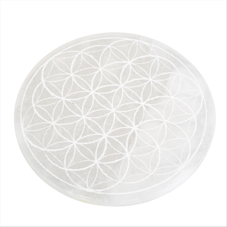 Blume des Lebens Untersetzer  Alabaster 6erSet 10cm Dicke 0.8cm INDIEN