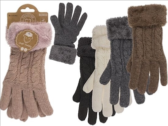 Handschuhe Damen Kuschel Zopfmuster 5ass 83g 50% Polyacryl 50% Polyester