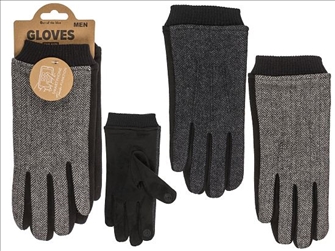 Handschuhe Herren mit Streifen und Touchfunktion 2ass 70g 85% Polyester 15% Baumwolle