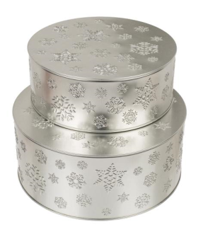 Vorratsdose Schneeflocke silberfarben 2er Set 19.9x8.5 / 16.9x6.8cm Metall