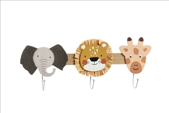 Kinder Kleiderhaken Tiere mit 3 Haken 43x16x4.5cm