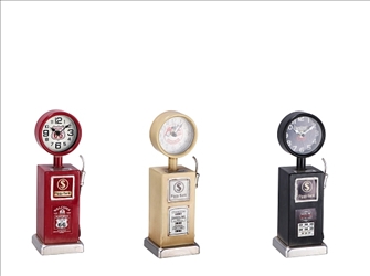 Uhr Zapfsäule 3ass 12x10x32cm Metall