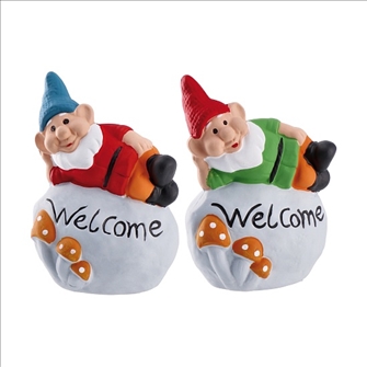 Zwerg auf Stein Welcome 11x7x16cm