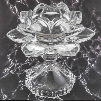 Teelichthalter Lotus auf Fuss Kristallglas 12x13 cm